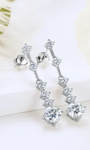 Moissanite Dangle Earrings For Women 3ct a Pair D Color VVS1 Diamond Long Tassel Ear Drops 925 Sterling Silver Fine Jewelry Gift