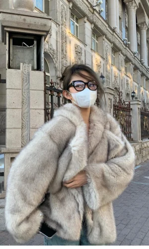 Autumn Winter Oversized Loose Casual Luxury Soft Thick Warm Hairy Coat Women Long Sleeve Fluffy Jacket