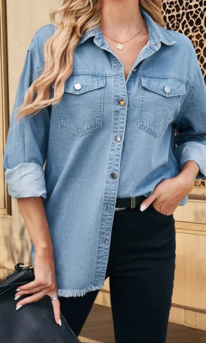 Women s Vintage Oversized Denim Jacket with Distressed Details and Button Closure for Chic Street Style Outfit
