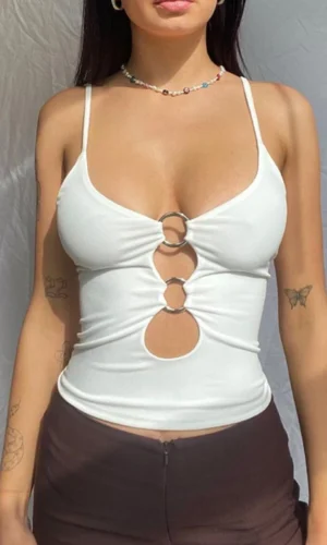 Women's Solid Casual Sleeveless Cami Top, Backless, Hollow Out, Sexy Crop Tops, Tees Fashion, Fitness Camisole, 2024