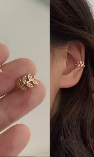 Fashion Exquisite Crystal Earrings for Woman Non Piercing Leaf Clip Earrings Christmas Jewelry Gift