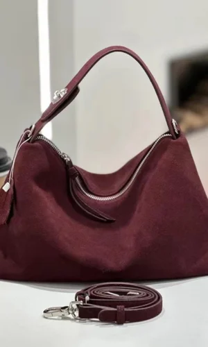 Russian Women's Genuine Suede Cowhide Leather Shoulder Bag Retro Frosted Cow Large Capacity Versatile Commuting Luxury Designer