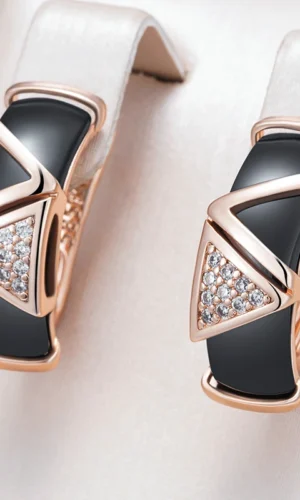 Kinel Hot Black Ceramics Drop Earrings For Women 585 Rose Gold Color Natural Zircon Accessories High Quality Daily Fine Jewelry