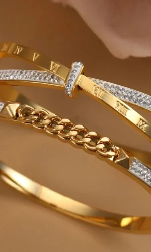 Charm Stainless Steel Jewelry Crystal Bracelets Cross Roman Numerals Bangle For Women's Who Love Gifts Wholesale