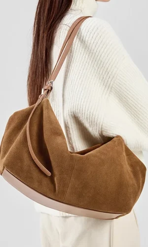 Women's Suede Cow Genuine Leather Shoulder Bags Ladies Soft Cowhide Crossbody Bag Female Design Luxury Lazy Commuting Handbag