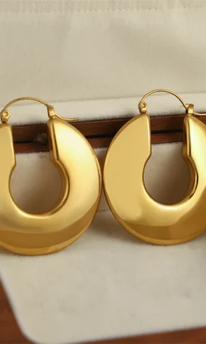 Fashion U-Shaped Chunky Hoop Earrings For Women Chic Geometric Circle Stainless Steel Gold Color Earrings Party Jewelry Gifts