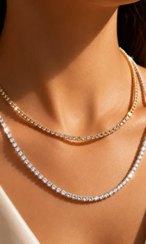 Stainless Steel Cubic Zircon Rhinestone Necklace