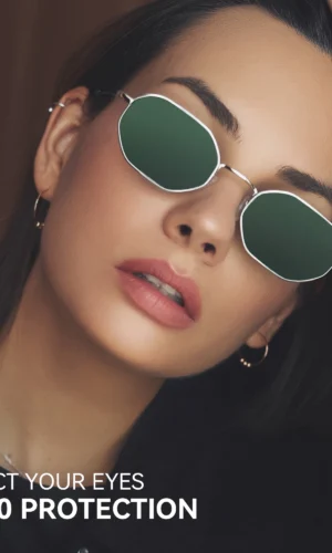 Small Polygon Polarized Sunglasses Women Metal