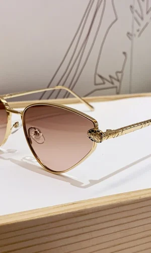 Frameless cut edge sunglasses for women with leopard