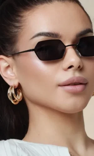 Metal Small Frame Polygonal Sunglasses Women