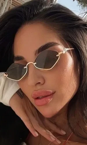 Steampunk Polygon Retro Sunglasses Women Half Frame