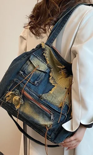 Denim Women's Shoulder Bag Vintage Washed